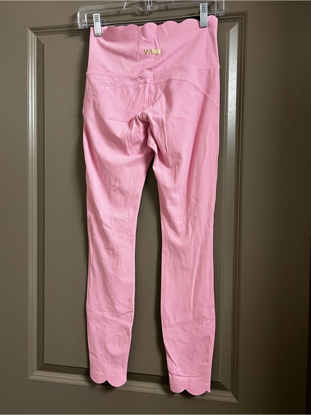 WISKII Sakura Zen Pink High-Waist Scallop Scrunch Leggings Size Large - Picture 2 of 2